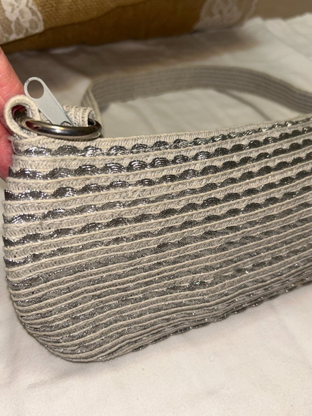 Metallic Silver Shoulder Purse Bag Cappelli Straworld